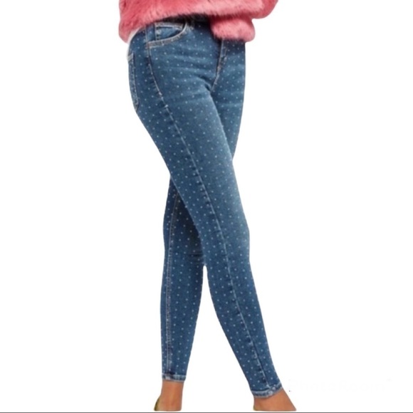 TOPSHOP Moto Jamie Diamonds Studded Jeans size 24 - Picture 2 of 8